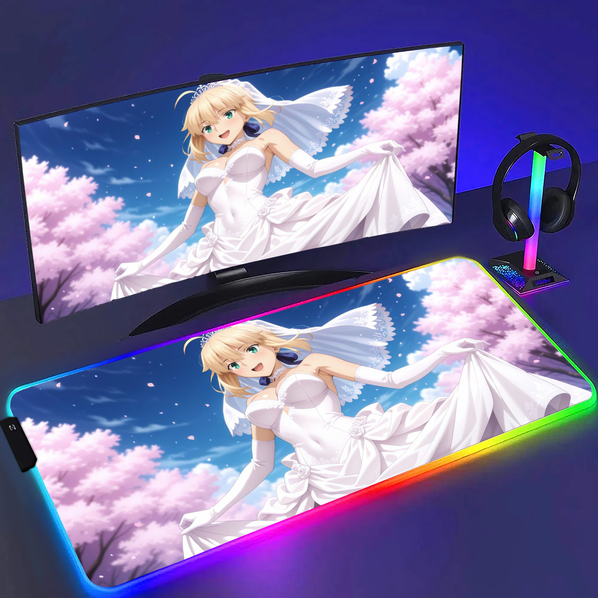 RGB Anime Fate Saber MousePad  - Esports Gaming Laptop ulasan dan harga
