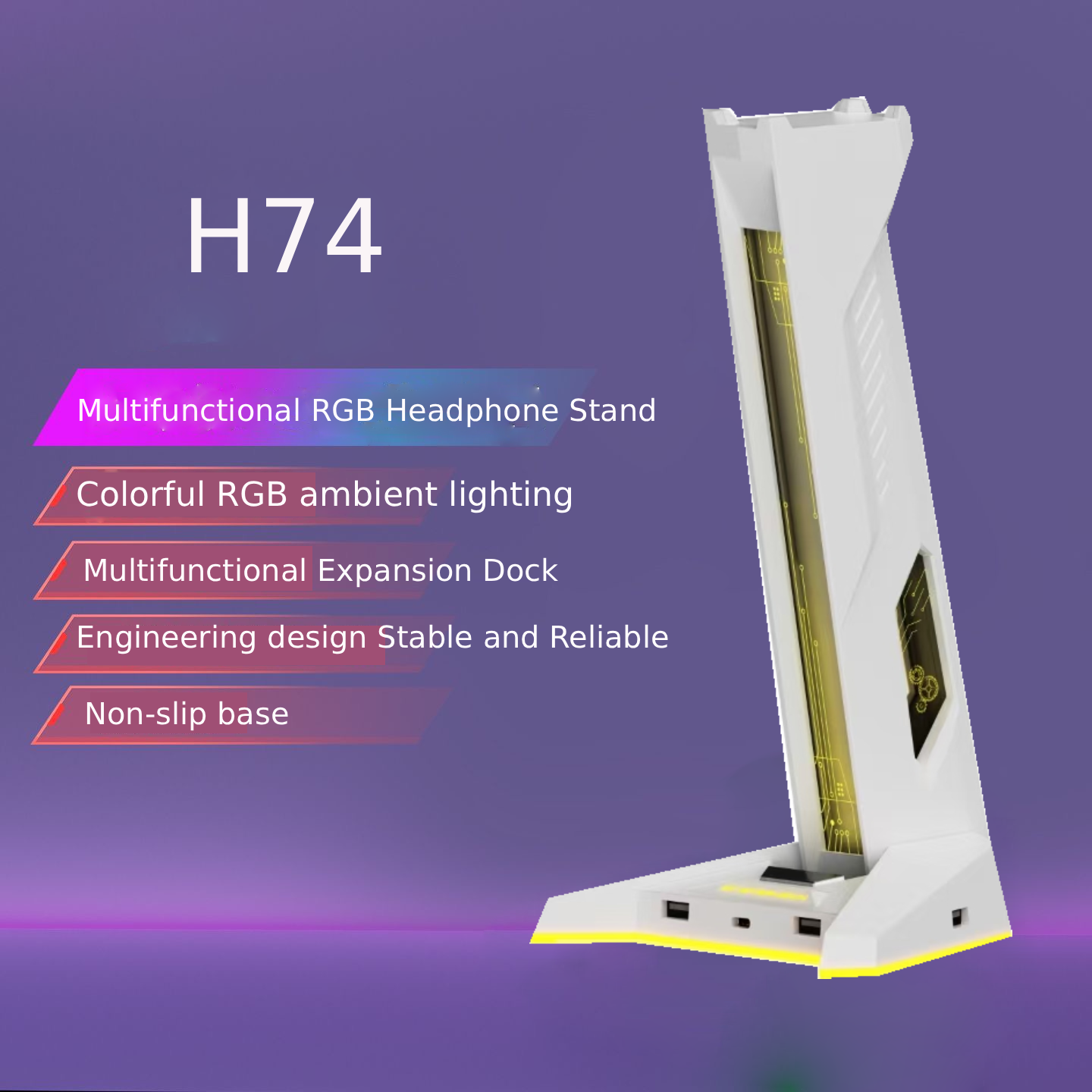 H74 RGB Headphone Stand with U - Esports Gaming Hub ulasan dan harga