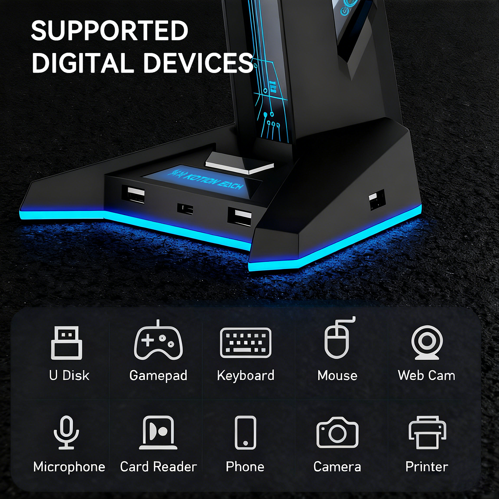 H74 RGB Headphone Stand with U - Esports Gaming Hub ulasan dan harga