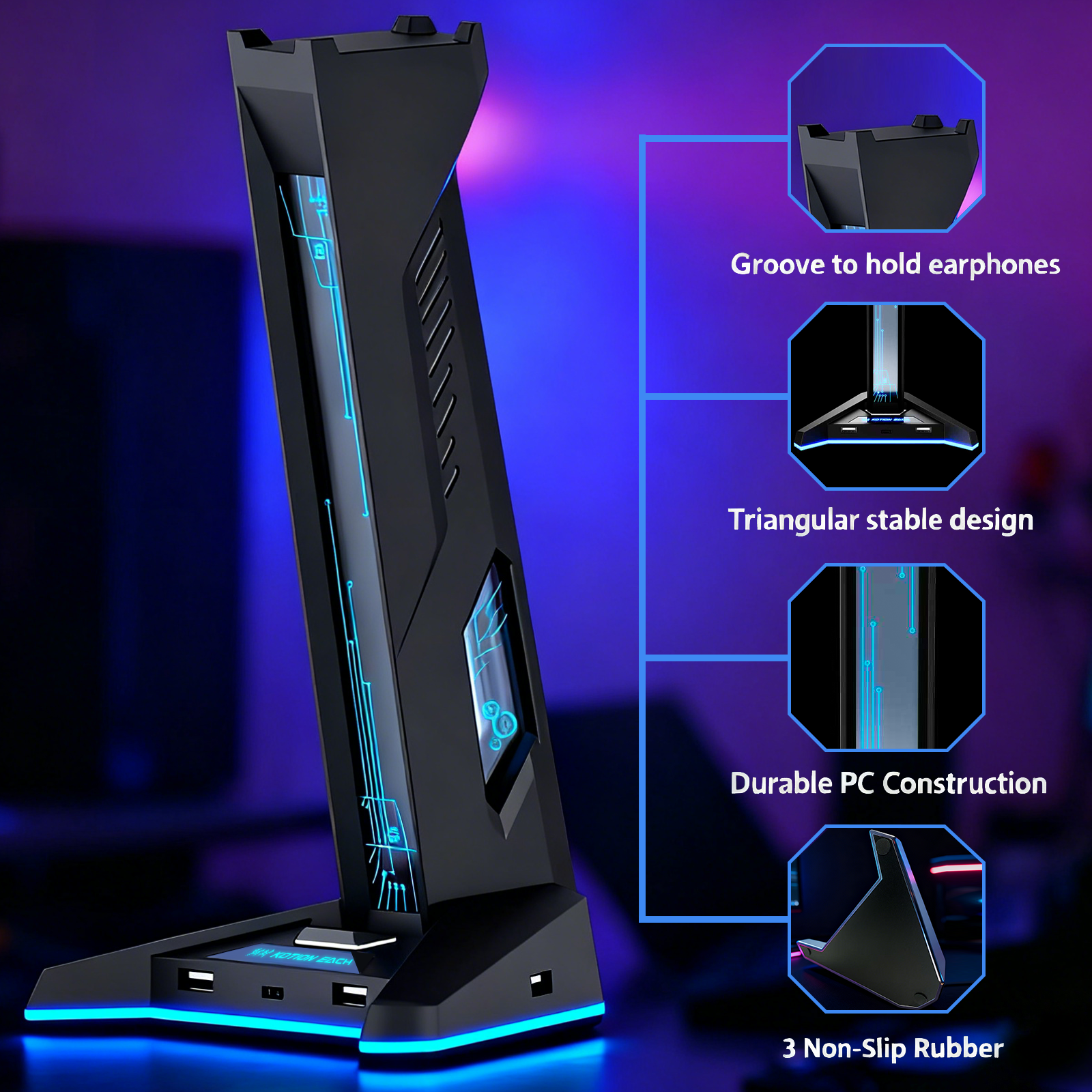 H74 RGB Headphone Stand with U - Esports Gaming Hub ulasan dan harga
