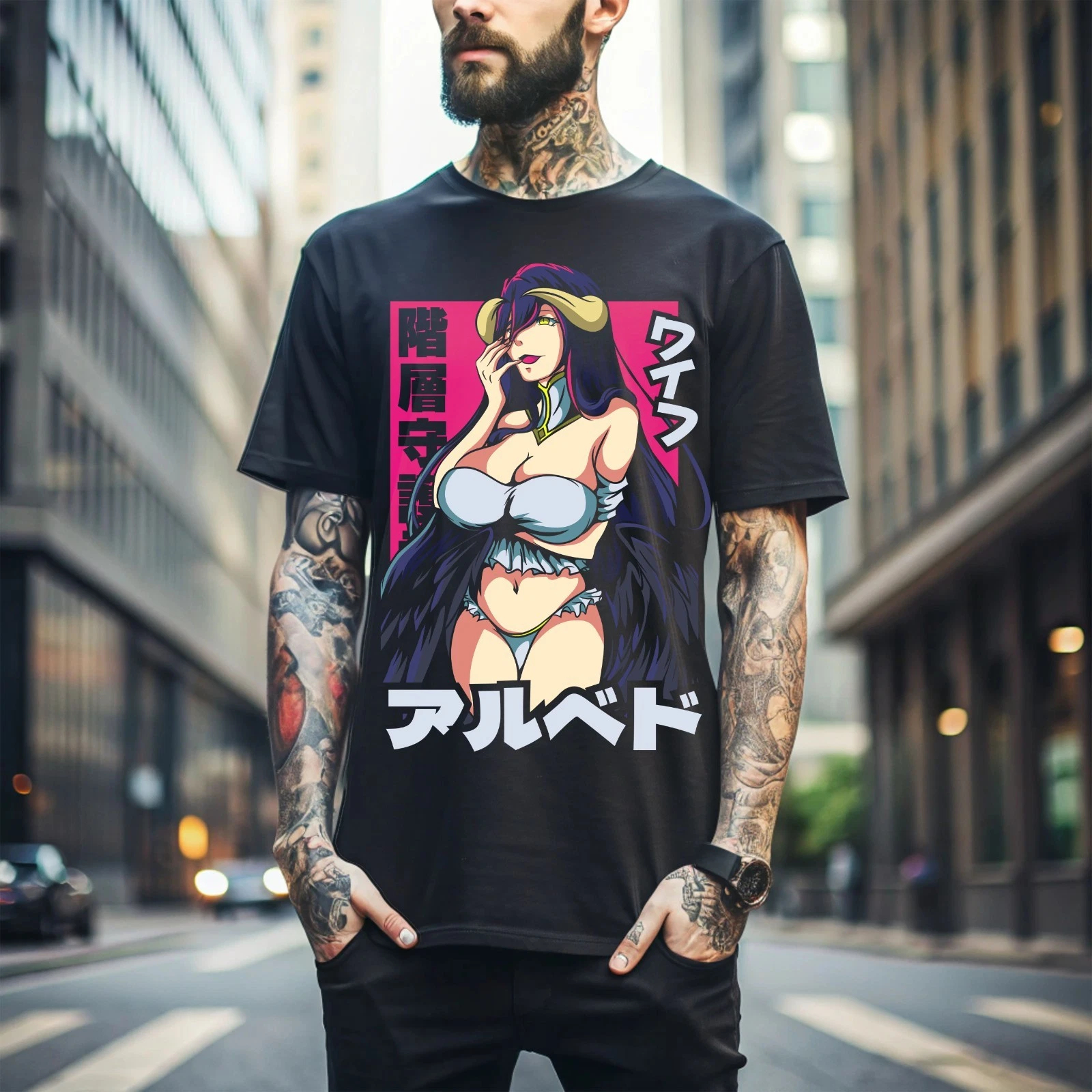 Overlord Albedo Front Print T  - Esports Gaming T Shirt ulasan dan harga